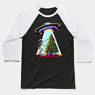 Alien abducting a Christmas tree Baseball T-Shirt